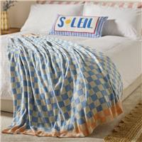 Argos Home Checkerboard Knitted Throw - Blue - 150x125cm