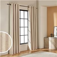 Habitat Stripe Blackout Eyelet Curtains - Latte - 168x229cm