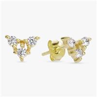 Revere 9ct Gold Plated Sterling Silver Trilogy Stud Earrings