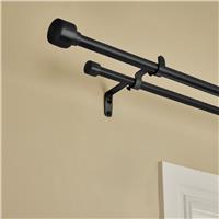 Argos Home Extendable Metal Stud Black Double Curtain Pole - 120 - 210cm