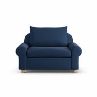 Habitat Whitby Fabric Cuddle Chair - Navy Blue - Ash Leg
