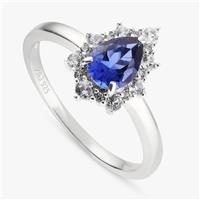 Revere Sterling Silver Sapphire Stone Cluster Ring - Large