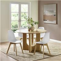 Julian Bowen Cellini Brown Dining Table & 4 White Chairs