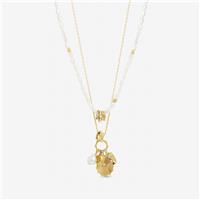 Lipsy Mood Gold Plated Multi Row Pearl Charm Necklace