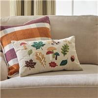 Argos Home Autumn Mushroom & Foliage Embroidered Cushion Neutral - 50x30cm