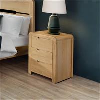 Julian Bowen Curve 3 Drawer Bedside Table - Light Oak