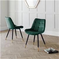 Julian Bowen Hadid Pair of Velvet Dining Chair - Green