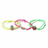 Flitzy Kids Colourful Cord Fruit Charm Bracelets - Set of 3