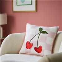 Argos Home Cherry Checkerboard Printed Cushion Pink - 43x43cm