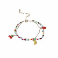 Flitzy Beaded Chain Fruit Charm Anklet