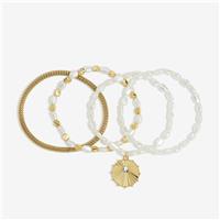 Lipsy Mood Gold Plated Charm Pearl Stretch Bracelets - Pack of 4