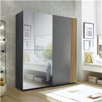 Julian Bowen Berno 2 Door Sliding Mirror Wardrobe - Grey and Oak