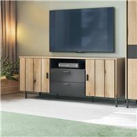 Furniture To Go Arundel 2 Door 2 Drawer TV Unit - Natural & Grey