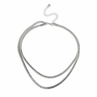 Freedom Silver-tone Double Row Snake Chain Necklace