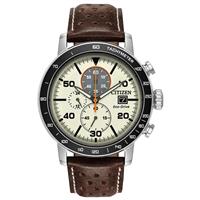 Citizen Men's Chronograph Brown Leather Strap Watch