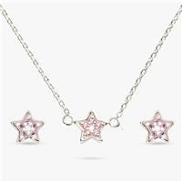 Revere Sterling Silver Pink Stones Star Necklace & Stud Set