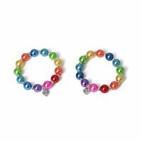 Flitzy Kids BFF Rainbow Bead Heart Charm Bracelet - Set of 2
