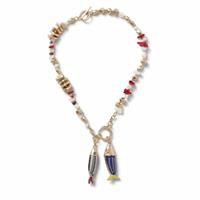 Freedom Fish Charm Beaded Chain Necklace
