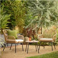 Habitat Global 2 Seater Bamboo Garden Bistro Set - Beige