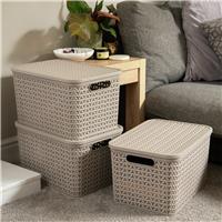 Strata Urban Store Set of 3 Storage Baskets with Lid - Cream