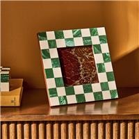 "Habitat Checkered Green Resin Picture Frame - 5x5"""