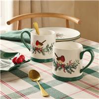 Argos Home Robin Set of 2 Fine China Tankard Mugs - Green