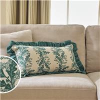 Argos Home Oak Leaves Printed Ruffle Cushion Green - 60x30cm