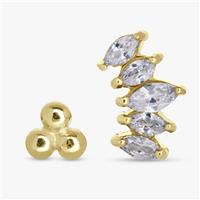 Revere Gold Coloured Steel Flatback Stud Earrings - Set of 2