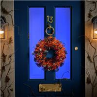 Argos Home Halloween Tinsel Wreath - Orange and Black