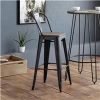 Julian Bowen Grafton Pair of Bar Stools - Black