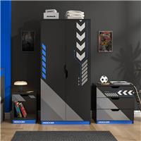 X Rocker Octane 3 Piece 2 Door Wardrobe Set - Blue