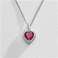 Revere Sterling Silver Ruby Colour Heart Pendant