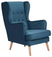 Habitat Callie Velvet Wingback Chair - Petrol Blue