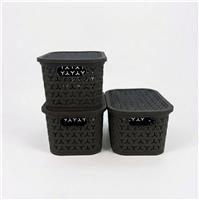 Strata Urban 3x4L Plastic Storage Baskets with Lid -Charcoal