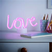 Glow Neon Effect Love LED Kids Table Lamp - White