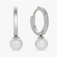 Revere Sterling Silver Pearl Drop Huggies Earrings