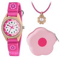 Tikkers Flower Necklace, Purse And Pink Watch Gift Set