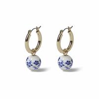 Freedom Blue & White Mosiac Ball Hoop Earrings