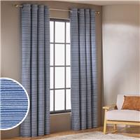 Habitat Stockholm Stripe Blackout Eyelet Curtains - Blue - 229x229cm
