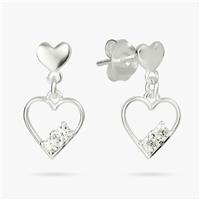 Revere Sterling Silver Cubic Zirconia Heart Drop Earrings