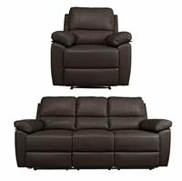 Argos Home Toby Chair & 3 Seater Recliner Sofa - Chocolate