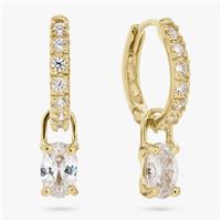 Revere Gold Plated Sterling Silver Oval Drop Hoop Earrings