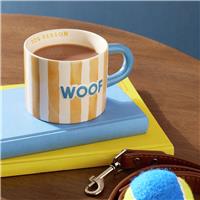 Argos Home Yellow Stripes Woof Decal Stoneware Mug - 320ml