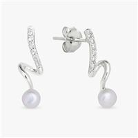 Revere Sterling Silver Faux Pearl Spiral Drop Earrings
