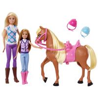 Barbie Toy Horse & Doll Set, Barbie & Stacie with Helmets & Riding Accessories