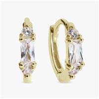 Revere Gold Plated Sterling Silver Baguette Huggies Earrings