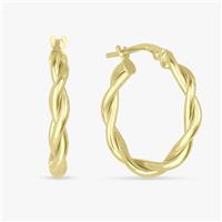 Revere 9ct Gold Plated Silver Braided Medium Hoop Earrings