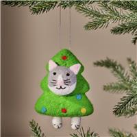 Argos Home Felt Cat in Tree Hanging Christmas Ornament