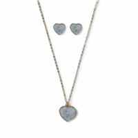 Flitzy Kids Blue Heart Necklace and Stud Earrings Set