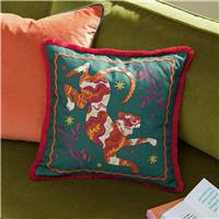 Furn Les Animaux Tiger Tufted Cushion Green - 45x45cm